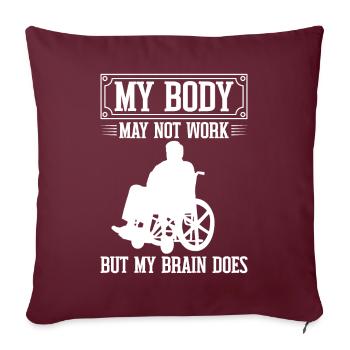 Drôle de lésion de la moelle épinière Coupe transversale du fauteuil roulant - Housse de coussin décorative 45 x 45 cm - bordeaux - Devant
