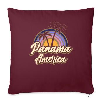 Panama Amérique Rétro Palm Coucher de soleil - Housse de coussin décorative 45 x 45 cm - bordeaux - Devant