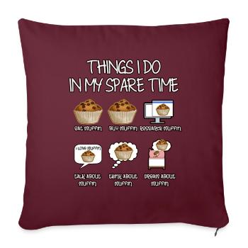 Ce que je fais pendant mon temps libre Muffin - Housse de coussin décorative 45 x 45 cm - bordeaux - Devant