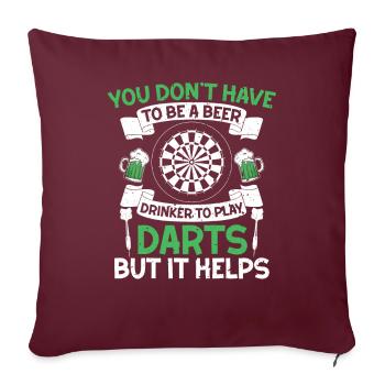 Jeu de fléchettes buveur de bière avec bière et flèches - Housse de coussin décorative 45 x 45 cm - bordeaux - Devant