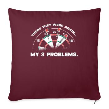 Dart WM Mes 3 problèmes Dartboard Darts - Housse de coussin décorative 45 x 45 cm - bordeaux - Devant