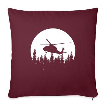 Hélicoptère rétro - Housse de coussin décorative 45 x 45 cm - bordeaux - Devant