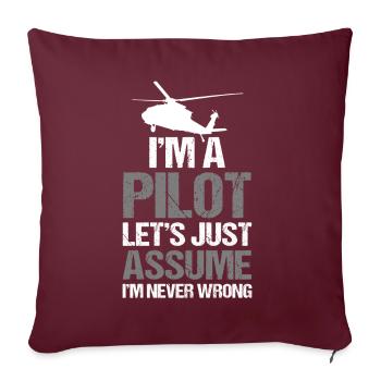 Cadeau de pilote d’hélicoptère - Housse de coussin décorative 45 x 45 cm - bordeaux - Devant