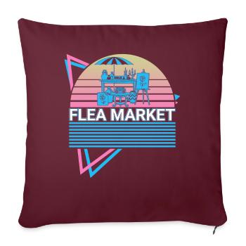Marché aux puces rétro - Housse de coussin décorative 45 x 45 cm - bordeaux - Devant