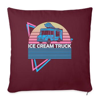 Camion de crème glacée rétro - Housse de coussin décorative 45 x 45 cm - bordeaux - Devant