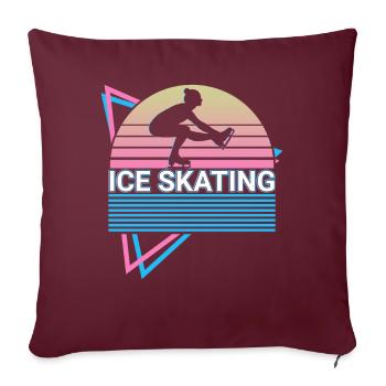 Patinage sur glace Rétro Patinage - Housse de coussin décorative 45 x 45 cm - bordeaux - Devant