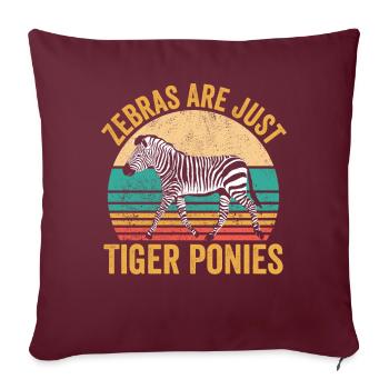 Les zèbres drôles ne sont que des poneys tigres rétro - Housse de coussin décorative 45 x 45 cm - bordeaux - Devant