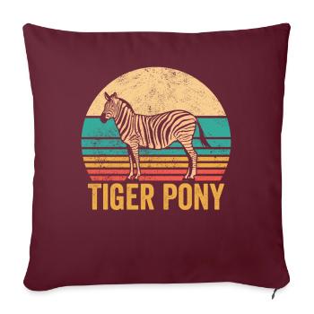 Drôle de Poney Tigre Tigre Rétro - Housse de coussin décorative 45 x 45 cm - bordeaux - Devant