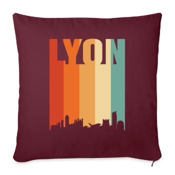 Lyon France Skyline - Housse de coussin décorative 45 x 45 cm - bordeaux - Devant