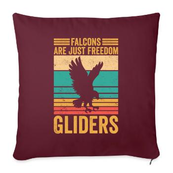 Les faucons drôles ne sont que des planeurs de liberté rétro - Housse de coussin décorative 45 x 45 cm - bordeaux - Devant
