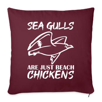 Joyeux Mouettes Mouettes ne sont que des poulets de plage - Housse de coussin décorative 45 x 45 cm - bordeaux - Devant