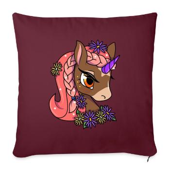 Cute Unicorn Motif Enfants Fille - Housse de coussin décorative 45 x 45 cm - bordeaux - Devant