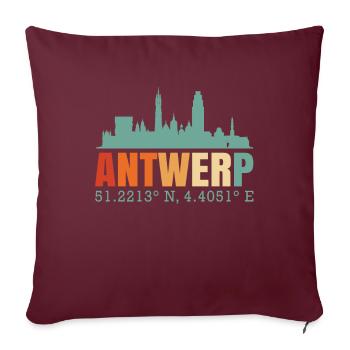 Skyline d’Anvers Pays-Bas - Housse de coussin décorative 45 x 45 cm - bordeaux - Devant