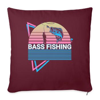 Bass Fishing Fischer Retro - Sofakissenbezug 45 x 45 cm - Burgunderrot - Vorne