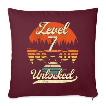 Level 7 Unlocked Männer Jungs Gamer 7 Geburtstag - Sofakissenbezug 45 x 45 cm - Burgunderrot - Vorne