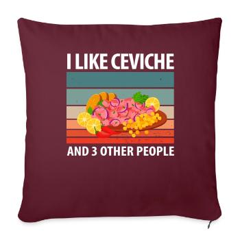 J’aime le ceviche et 3 autres personnes - Housse de coussin décorative 45 x 45 cm - bordeaux - Devant
