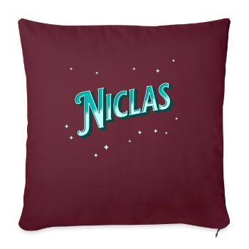 Niclas Namen personalisiert - Sofakissenbezug 45 x 45 cm - Burgunderrot - Vorne