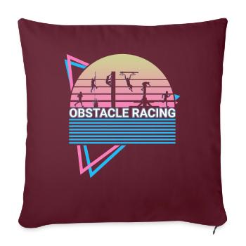 Course d’obstacles rétro - Housse de coussin décorative 45 x 45 cm - bordeaux - Devant