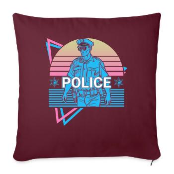 Police Retro Police Officer - Housse de coussin décorative 45 x 45 cm - bordeaux - Devant
