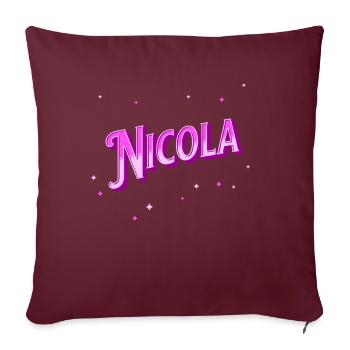 Nicola nom personnalisé - Housse de coussin décorative 45 x 45 cm - bordeaux - Devant
