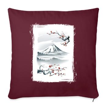 Fuji Cerisier Fleur Cerisier Japon Naturel - Housse de coussin décorative 45 x 45 cm - bordeaux - Devant