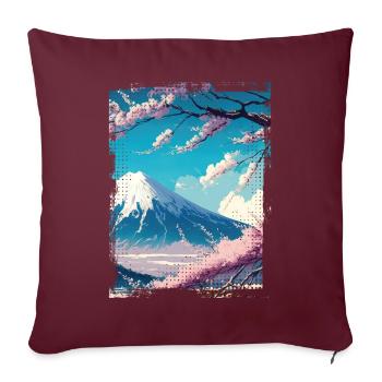 Japon Fuji Cerisier Fleur Cerisier Naturel - Housse de coussin décorative 45 x 45 cm - bordeaux - Devant