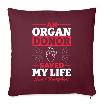 Don de don de transplantation cardiaque - Housse de coussin décorative 45 x 45 cm - bordeaux - Devant