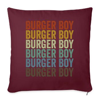 Burger Boy Fast Food Lovers Funny Burger Bur - Housse de coussin décorative 45 x 45 cm - bordeaux - Devant