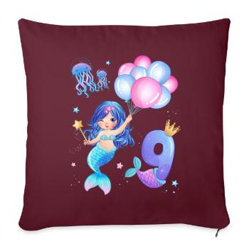 Chemise d’anniversaire Sirène - Fille 9 ans - Housse de coussin décorative 45 x 45 cm - bordeaux - Devant