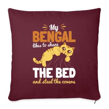 Bengal chat dans le lit chat maman chat papa geschen - Housse de coussin décorative 45 x 45 cm - bordeaux - Devant