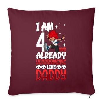 J’ai 4 ans - Girl Rocker - Housse de coussin décorative 45 x 45 cm - bordeaux - Devant