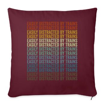 Facilement distrait par les trains Amateurs de train - Housse de coussin décorative 45 x 45 cm - bordeaux - Devant
