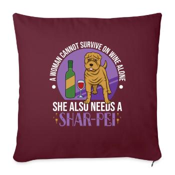 Shar Pei chinois - Housse de coussin décorative 45 x 45 cm - bordeaux - Devant