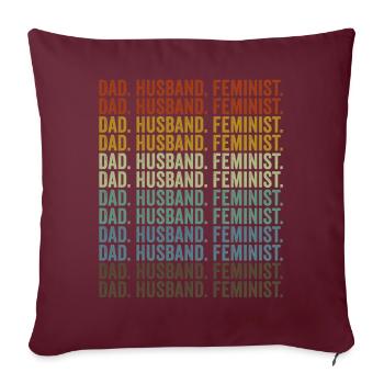 Père. Mari. Féministe. Féministe libérale - Housse de coussin décorative 45 x 45 cm - bordeaux - Devant