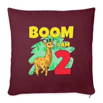 Girafe 2ème anniversaire - Housse de coussin décorative 45 x 45 cm - bordeaux - Devant