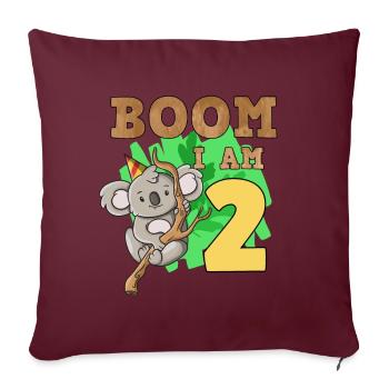 2ème anniversaire koala - Housse de coussin décorative 45 x 45 cm - bordeaux - Devant