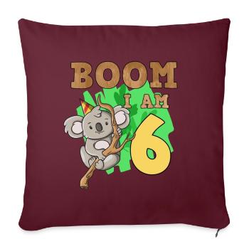 6ème anniversaire koala - Housse de coussin décorative 45 x 45 cm - bordeaux - Devant