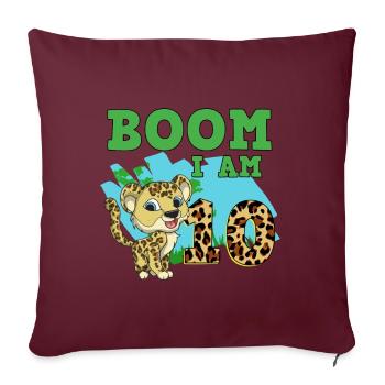 10e anniversaire Léopard - Housse de coussin décorative 45 x 45 cm - bordeaux - Devant
