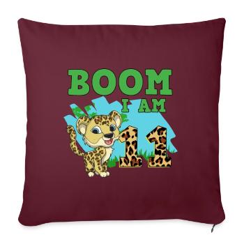 Léopard du 11e anniversaire - Housse de coussin décorative 45 x 45 cm - bordeaux - Devant
