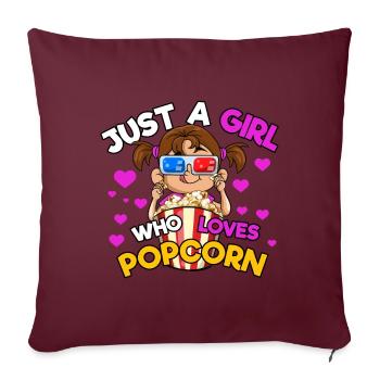 Juste une fille qui aime le pop-corn - Housse de coussin décorative 45 x 45 cm - bordeaux - Devant