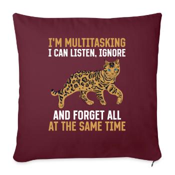 Multitâche pour chat Ignorer les propriétaires de chats - Housse de coussin décorative 45 x 45 cm - bordeaux - Devant