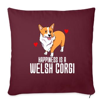 Corgi gallois - Housse de coussin décorative 45 x 45 cm - bordeaux - Devant