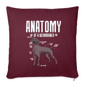 Weimaraner - Sofakissenbezug 45 x 45 cm - Burgunderrot - Vorne