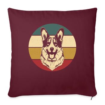 Corgi gallois - Housse de coussin décorative 45 x 45 cm - bordeaux - Devant