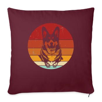 Corgi gallois - Housse de coussin décorative 45 x 45 cm - bordeaux - Devant