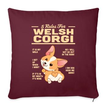 Corgi gallois - Housse de coussin décorative 45 x 45 cm - bordeaux - Devant