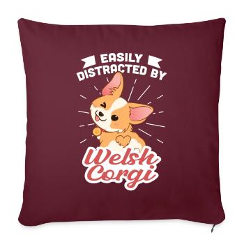 Corgi gallois - Housse de coussin décorative 45 x 45 cm - bordeaux - Devant
