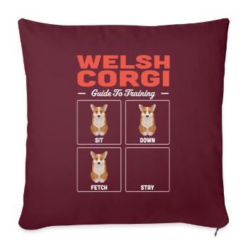 Corgi gallois - Housse de coussin décorative 45 x 45 cm - bordeaux - Devant