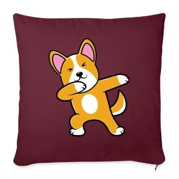 Corgi gallois - Housse de coussin décorative 45 x 45 cm - bordeaux - Devant