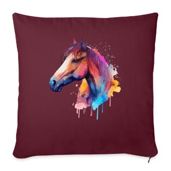 Joli cheval pour les amoureux des chevaux Coloré - Housse de coussin décorative 45 x 45 cm - bordeaux - Devant